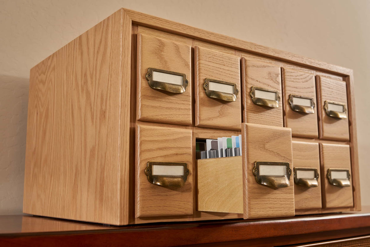 Table Top Card File Chest The Butler Stackable Trading Card Storage Cabinet | Desktop Trading ...