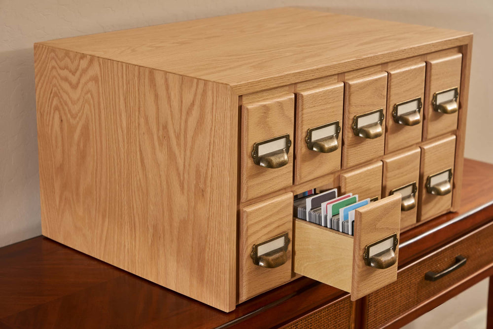 Table Top Card File Chest The Butler Stackable Trading Card Storage Cabinet | Desktop Trading ...